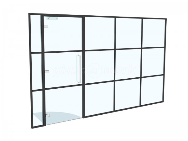 JWC Group (The City, London): T-Bar Aluminium Black Framed Glass Walls and Doors
