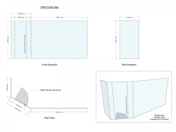 James Andrews Recruitment Solutions (The City, London): Glass Corner Room with Angled Section and Frameless Glazed Door