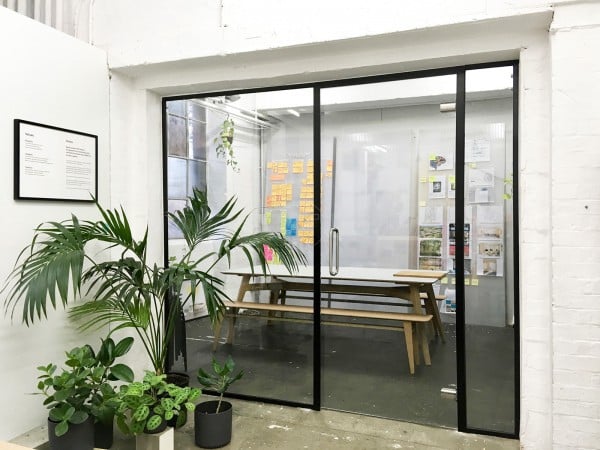 Kennedy Woods Architecture (Southwark, London): Small Glazed Office Wall Partition Black Framed