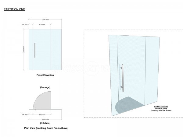 Residential Project (Wigan, Lancashire): Frameless Glass Room Dividing Screen With Door
