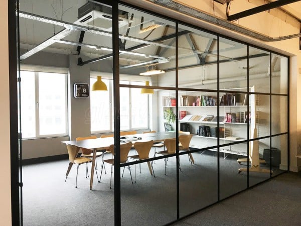 Uniform Communications (Liverpool, Merseyside): Black Slimline T-Bar Industrial-Style Glass Partition [Steel Frame Alternative]