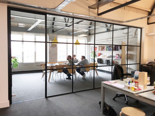 Uniform Communications (Liverpool, Merseyside): Black Slimline T-Bar Industrial-Style Glass Partition [Steel Frame Alternative]