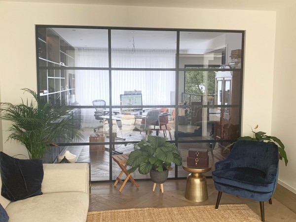 Domestic Project (Finchley, London): Black Framed Industrial-Style Glass Wall Installation To Form Home Office