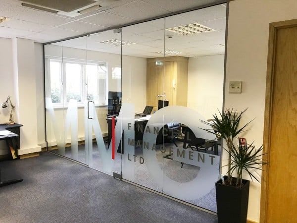 MMG Financial Management (Northampton, Northamptonshire): Inline Single Glazed Frameless Glass Wall With Logo Window Film