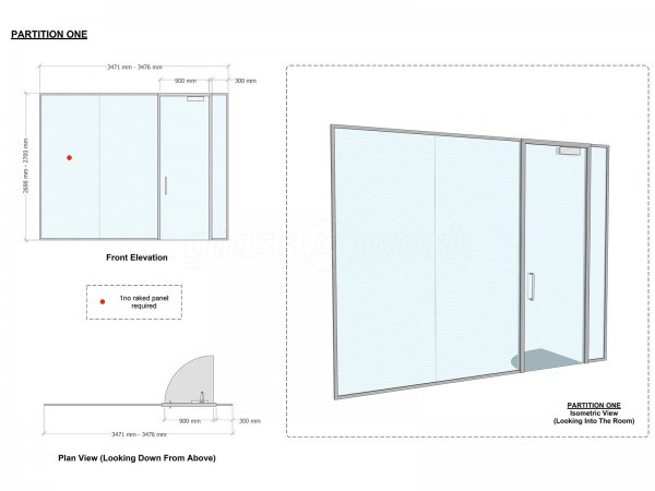 Monek (Lichfield, West Midlands): Toughened Glass Frameless Partition and Door