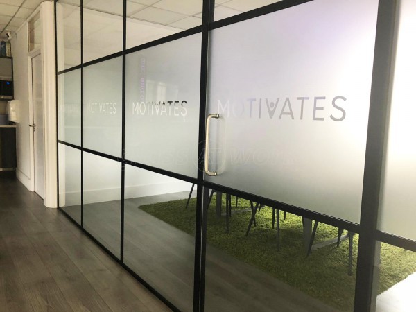 Motivates Inc Limited (Hackney, London): Industrial-Style Aluminium Banded Internal Glass Partitioning