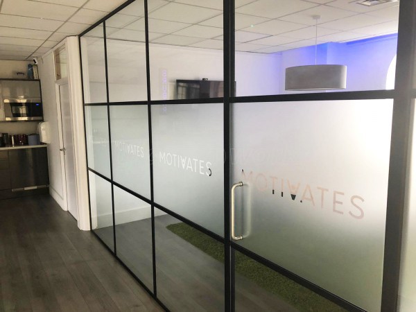 Motivates Inc Limited (Hackney, London): Industrial-Style Aluminium Banded Internal Glass Partitioning