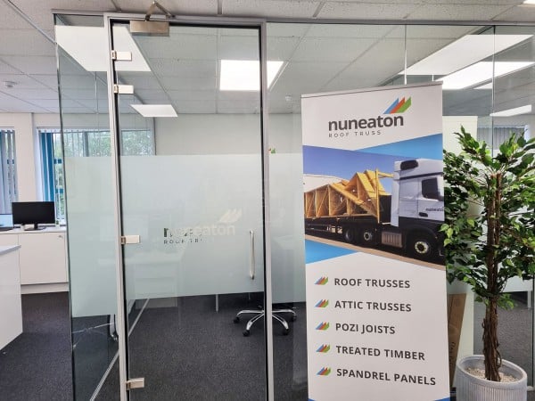 Nuneaton Roof Truss (Nuneaton, Warwickshire): Laminated Acoustic Glass Office Installation