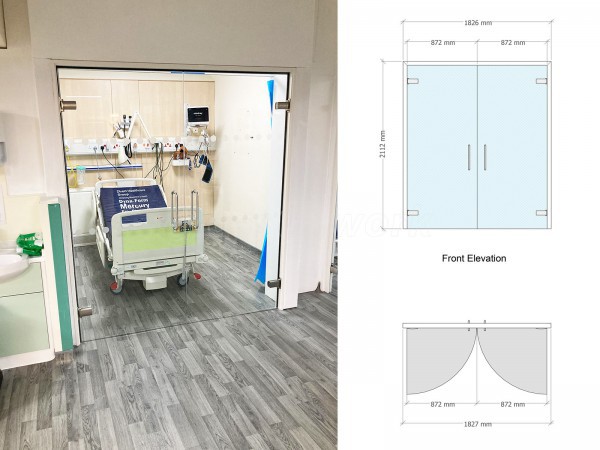 Doncaster Royal Infirmary (Doncaster, South Yorkshire): Frameless Glass Double Doors To Form Cubicles In The New A&E Wing