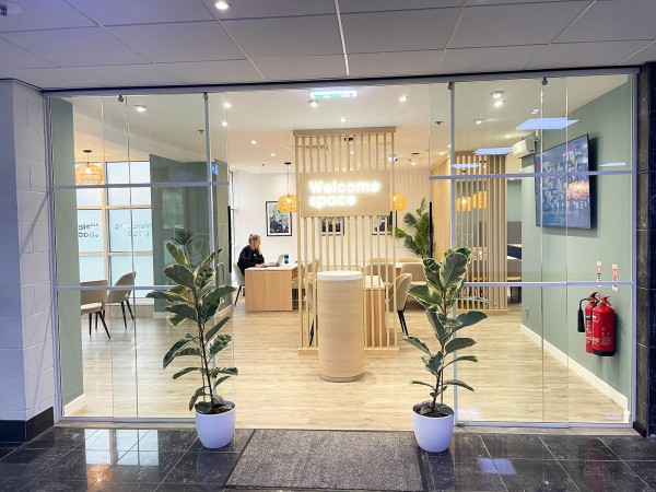 Office Twelve (Wilmslow, Cheshire): White T-Bar Panelled Glass Office Partition With Sliding Doors