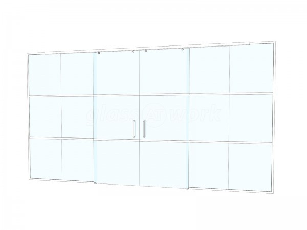 Office Twelve (Wilmslow, Cheshire): White T-Bar Panelled Glass Office Partition With Sliding Doors