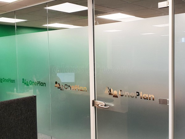 OnePlan Business Solutions (Ormskirk, Lancashire): Acoustic Glass Office Partitioning With Bespoke Film Design