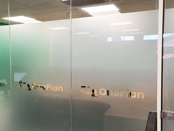 OnePlan Business Solutions (Ormskirk, Lancashire): Acoustic Glass Office Partitioning With Bespoke Film Design