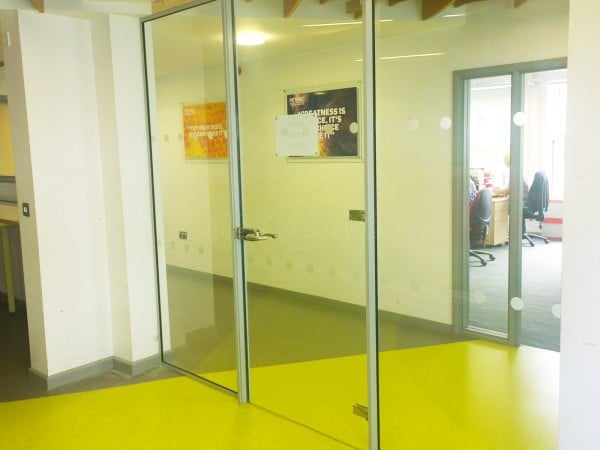 Petroc College (Barnstaple, Devon): Multiple Toughened Glass Screens, with Framed Glass Door Leafs