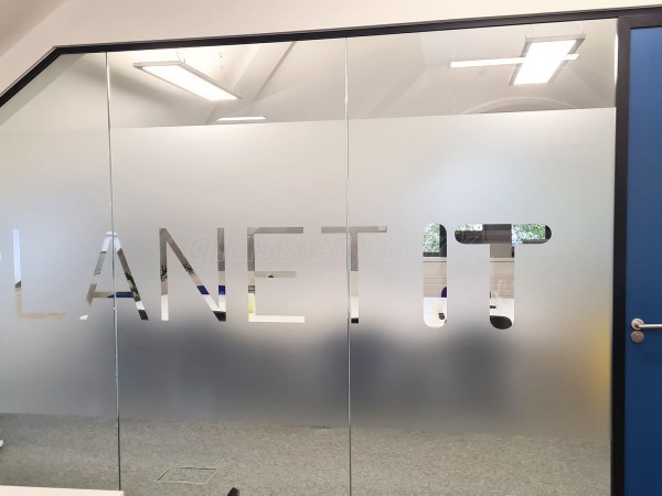 Planet IT (Abingdon, Oxfordshire): Glass Corner Room With Soundproofed Glazing and Bespoke Window Film Graphics