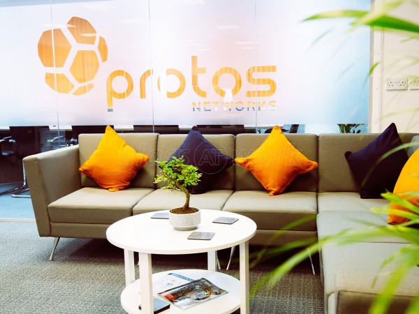 Protos Networks (Chester, Cheshire): Office Partition With Double Frameless Glass Doorset