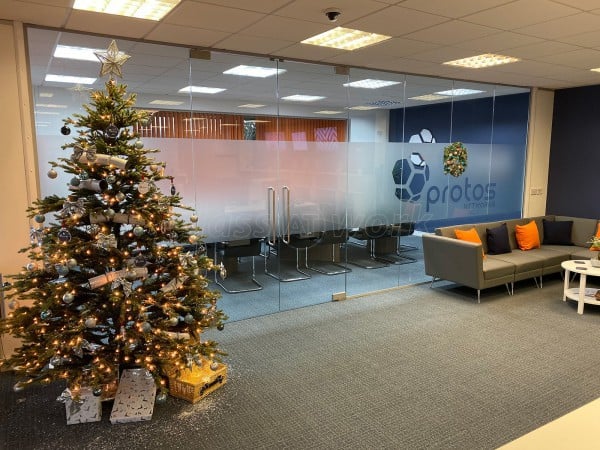 Protos Networks (Chester, Cheshire): Office Partition With Double Frameless Glass Doorset