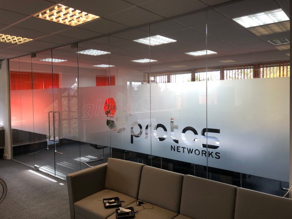 Protos Networks (Chester, Cheshire): Office Partition With Double Frameless Glass Doorset