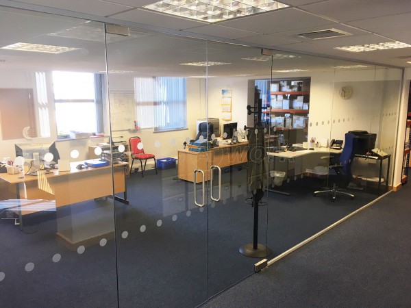 RJS Electronics Ltd (Bedford, Bedfordshire): Large Glass Corner Office With Double Doors