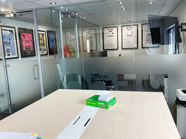 Reco Hoist (St Ives, Cambridgeshire): Laminated Acoustic Glass Offices With Logo
