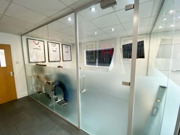 Reco Hoist (St Ives, Cambridgeshire): Laminated Acoustic Glass Offices With Logo