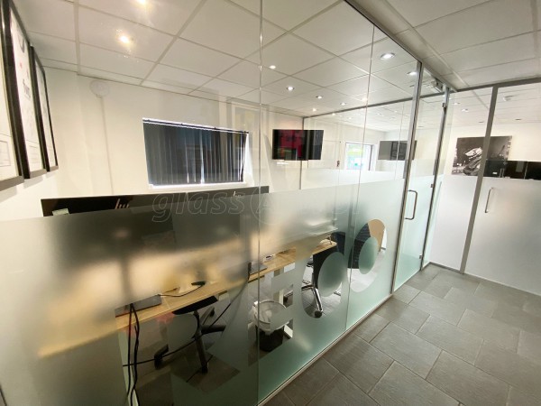 Reco Hoist (St Ives, Cambridgeshire): Laminated Acoustic Glass Offices With Logo