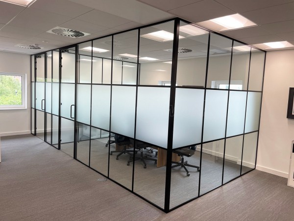 Remedian IT Solutions (Oldham, Greater Manchester): Acoustic T-Bar Banded Glass Corner Rooms
