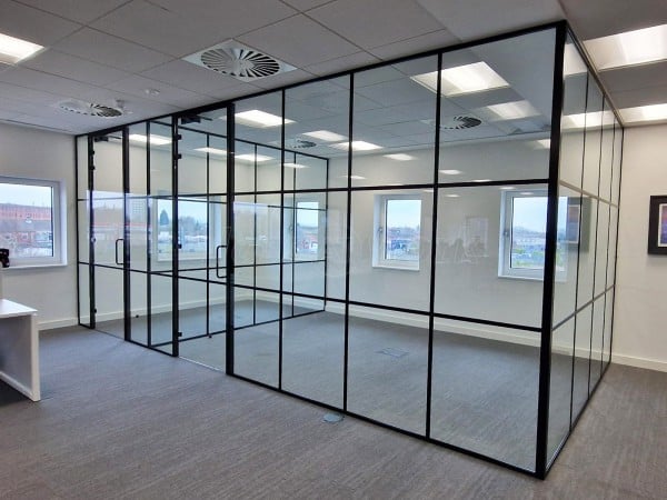 Remedian IT Solutions (Oldham, Greater Manchester): Acoustic T-Bar Banded Glass Corner Rooms