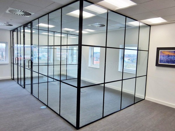 Remedian IT Solutions (Oldham, Greater Manchester): Acoustic T-Bar Banded Glass Corner Rooms