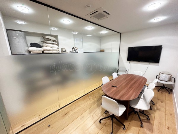 Residence One (Richmond, Surrey): Glass Corner Meeting Room With Anthracite Grey Trackwork