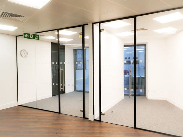 Rise Interiors (Croydon, London): Frameless Commercial Glass Office Fit-Out With Black Track