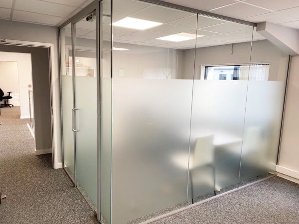 SAS Wireless (Aylesbury, Buckinghamshire): Glass Corner Office Pod With Window Film Frosting