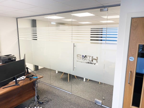 Smith Civil Engineering (Norwich, Norfolk): Toughened Glass Office Wall With Frameless Door