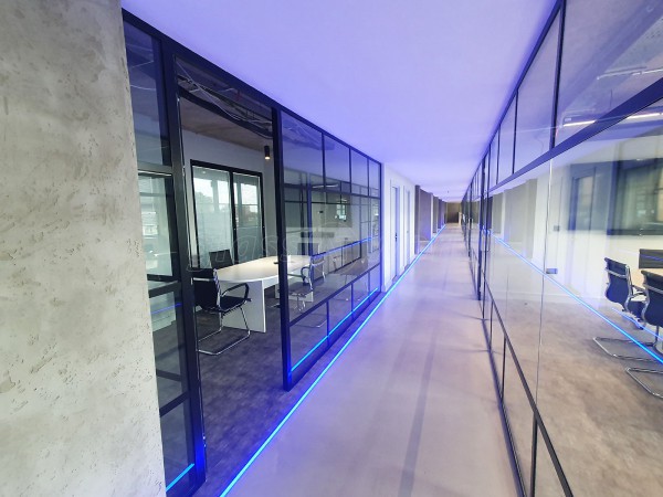 Stef and Philips (Southgate, London): T-Bar Art Deco Glass Office Partitions