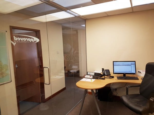 Approved Hydraulics Ltd (Stockport, Cheshire): Glass Office Partition Including Frameless Door