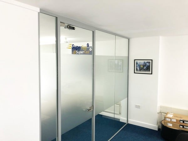 Superfast IT (Stourbridge, West Midlands): Single Glazed Acoustic Glass Office Partition with Framed Door Leaf