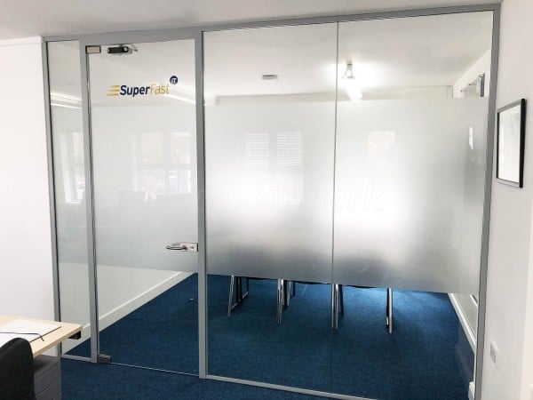Superfast IT (Stourbridge, West Midlands): Single Glazed Acoustic Glass Office Partition with Framed Door Leaf