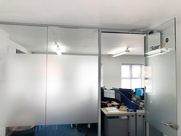 Superfast IT (Stourbridge, West Midlands): Single Glazed Acoustic Glass Office Partition with Framed Door Leaf