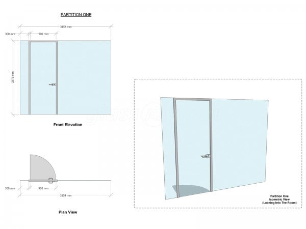 Superfast IT (Stourbridge, West Midlands): Single Glazed Acoustic Glass Office Partition with Framed Door Leaf