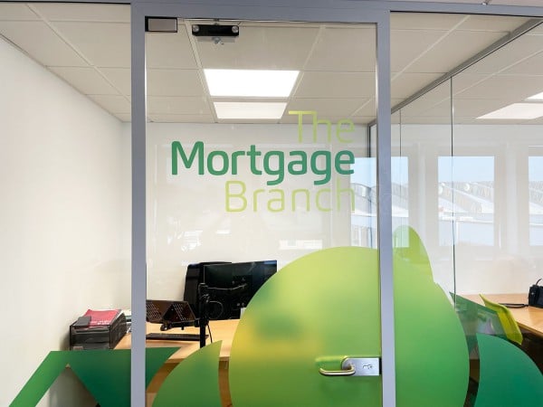 The Mortgage Branch (Cheltenham, Gloucestershire): Glass Corner Office Pod With Soundproofed Laminated Glazing