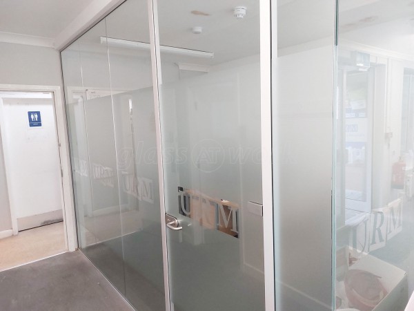 Urm Group (Knottingley, West Yorkshire): Glass Office Partitions With Logo Window Film
