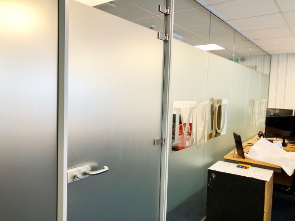 Urm Group (Knottingley, West Yorkshire): Glass Office Partitions With Logo Window Film