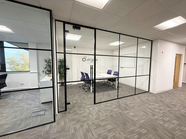 Virgate (Gloucester, Gloucestershire): T-Bar Aluminium Black Framed Glass Wall and Door