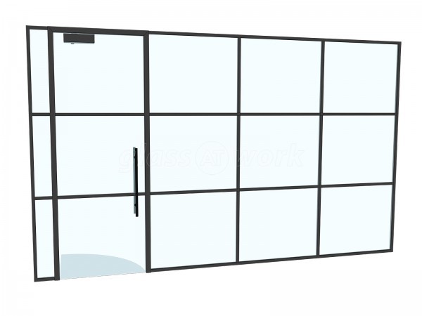 Virgate (Gloucester, Gloucestershire): T-Bar Aluminium Black Framed Glass Wall and Door