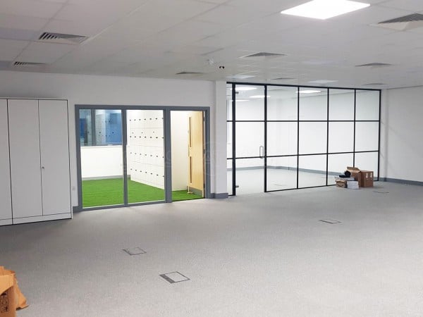 Westfield Properties  (Lymington, Hampshire): T-Bar Black Banded Glazed Partitioning