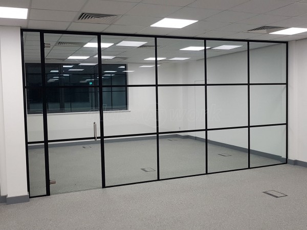 Westfield Properties  (Lymington, Hampshire): T-Bar Black Banded Glazed Partitioning