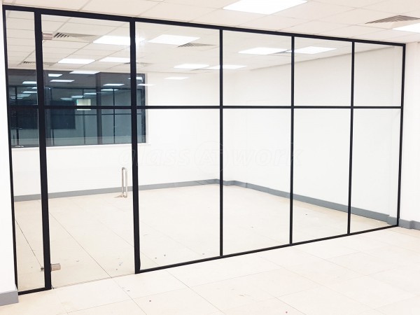 Westfield Properties  (Lymington, Hampshire): T-Bar Black Banded Glazed Partitioning