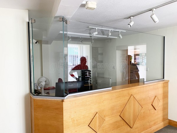 Wyedean Housing Association (Coleford, Gloucestershire): Desk Top Glazed Screen For Reception Counter For COVID Social Distancing