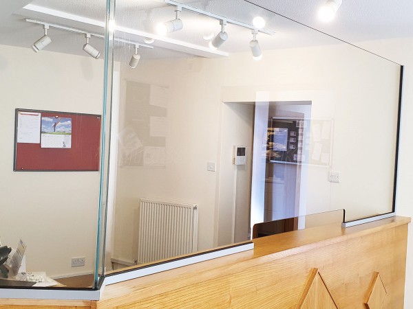 Wyedean Housing Association (Coleford, Gloucestershire): Desk Top Glazed Screen For Reception Counter For COVID Social Distancing