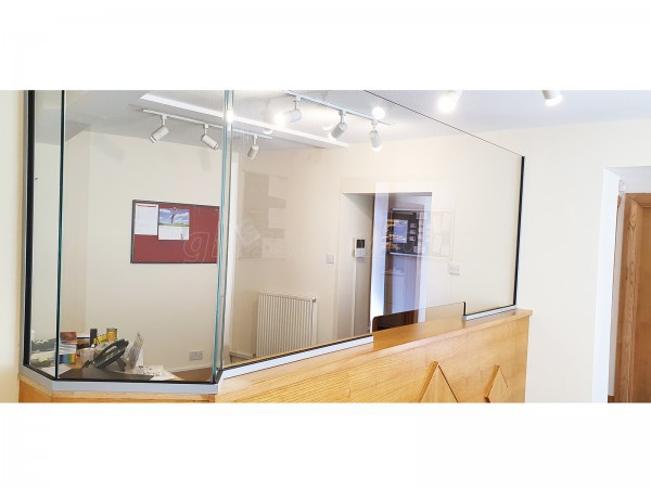 Wyedean Housing Association (Coleford, Gloucestershire): Desk Top Glazed Screen For Reception Counter For COVID Social Distancing